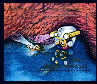 RO 1993 , LP 1333 ,&amp;quot;Pestera Movile&amp;quot;, colita 287 ,MNH foto