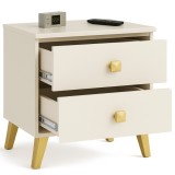 Noptiera MOBI K-02 cu 2 sertare, casmir si detalii aurii, 40x37x43 cm
