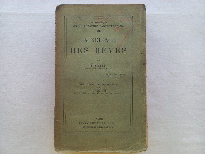 SIGMUND FREUD - LA SCIENCE DES REVES, PARIS, 1926
