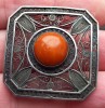 (144) BROSA DIN ARGINT CU CORAL IN FILIGRAN, VINTAGE, MODEL SUPERB, MANOPERA EXCEPTIONALA, ANII 1900, Brose argint