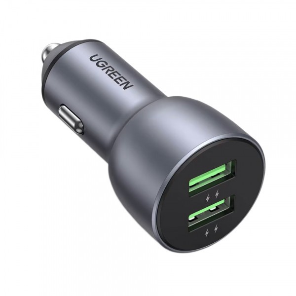 Incarcator Auto UGREEN CD213, 36W, 3A, 2 x USB-A, Gri