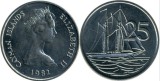 Cayman Islands 1987 - 25 cents, circulata