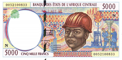 Statele Africii Centrale 5 000 Franci (N) Guineea Ecuatoriala 2 000 P-504Ng UNC foto