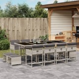 Cumpara ieftin Gossi set mobilier de gradina cu perne 13 piese gri deschis poliratan