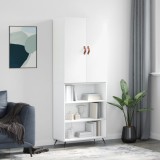 Dulap &icirc;nalt, alb extralucios, 69,5x34x180 cm, lemn compozit