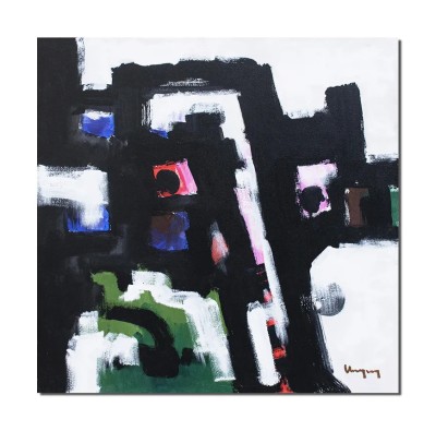 Tablou abstract pictat manual, Serenity, 60x60cm pictura ulei pe panza, Geo Ungureanu foto