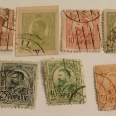 Romania - lot din multiple timbre ale emisiunii Carol I 1908/1914