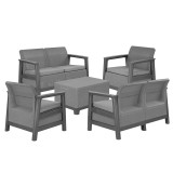 Set de mobilier de grădină Scandi Box max linea duo cu masă de depozitare din iută grafit-gri rece