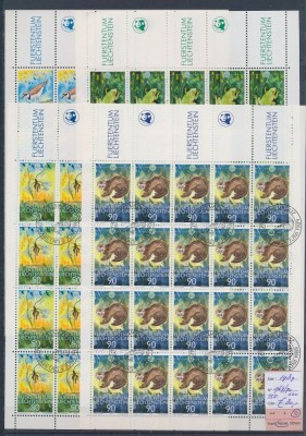 LIECHTENSTEIN 1989- WWF-FAUNA-Patru blocuri de 25 timbre STAMPILATE foto