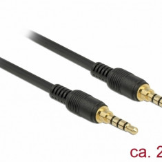 Cablu stereo jack 3.5mm 4 pini (pentru smartphone cu husa) Negru T-T 2m, Delock 85598