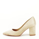 Pantofi bej cu toc gros Adelina 03