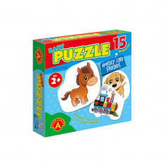 Puzzle educativ mega Box, Calutul si prietenii, 15 imagini, +2 ani, Alexander Games EduKinder World