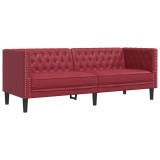 Cumpara ieftin Canapea Chesterfield cu 3 locuri, rosu vin, piele ecologica