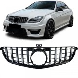 Grila sport neagra lucioasa cu crom, potrivita pentru Mercedes C-Class W204 S204 C204 Performance AutoTuning