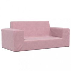 vidaXL Canapea pentru copii cu 2 locuri, roz, pluș moale 4104783