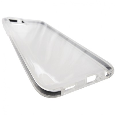 Husa tip capac spate silicon transparent + negru pentru Samsung Galaxy A02s / A03s foto