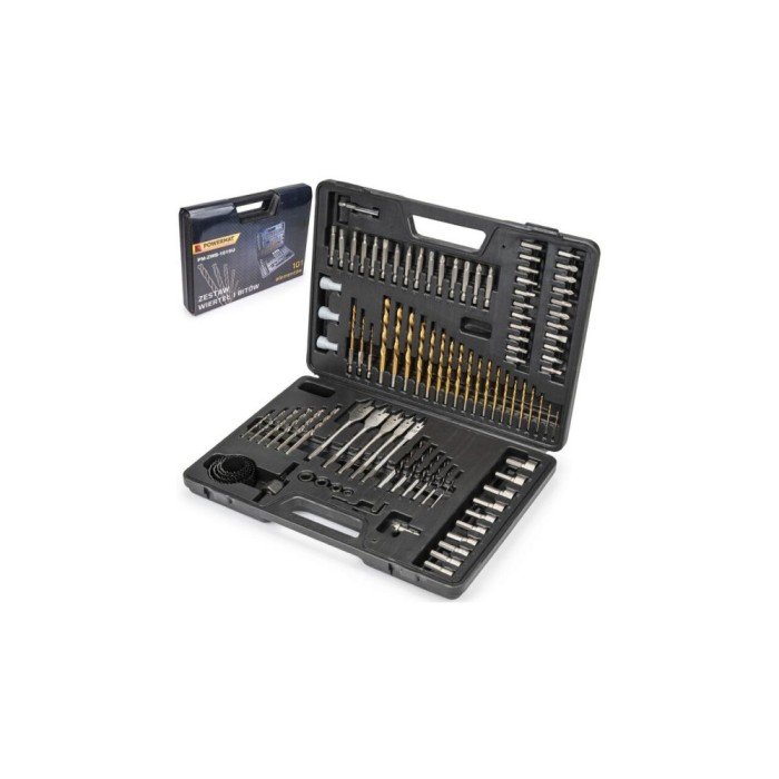 Trusa, set 101 piese de burghie, lemn, metal, beton biti, Powermat