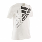 Tricou educație fizică cu logo alb fete, Adidas