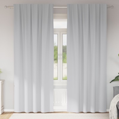 vidaXL Perdele cu perdele 2 pcs Gri deschis 225 x 140 cm Poliester foto