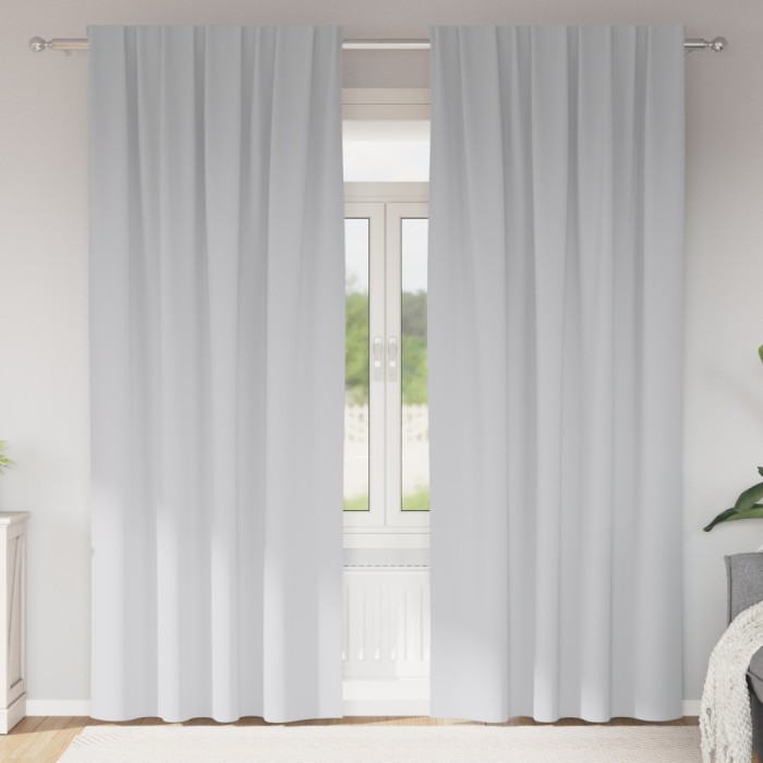 vidaXL Perdele cu perdele 2 pcs Gri deschis 225 x 140 cm Poliester