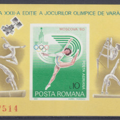 ROMANIA 1980 LP 1013 JOCURILE OLIMPICE DE VARA MOSCOVA COLITA NEDANTELATA MNH