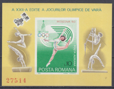 ROMANIA 1980 LP 1013 JOCURILE OLIMPICE DE VARA MOSCOVA COLITA NEDANTELATA MNH foto