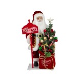 Figurina Decorativa de Craciun Realista - Mos Craciun cu Sac Plin de Cadouri, Tabela si Lumini LED, General