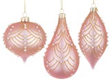 Set 12 globuri din sticla roz aurie Vivienne 6x14 cm