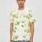 s.Oliver Camasa barbati cu maneca scurta, imprimeu cu lime, Regular fit, Alb, L