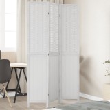VidaXL Paravan cameră 3 panouri, alb, lemn masiv paulownia