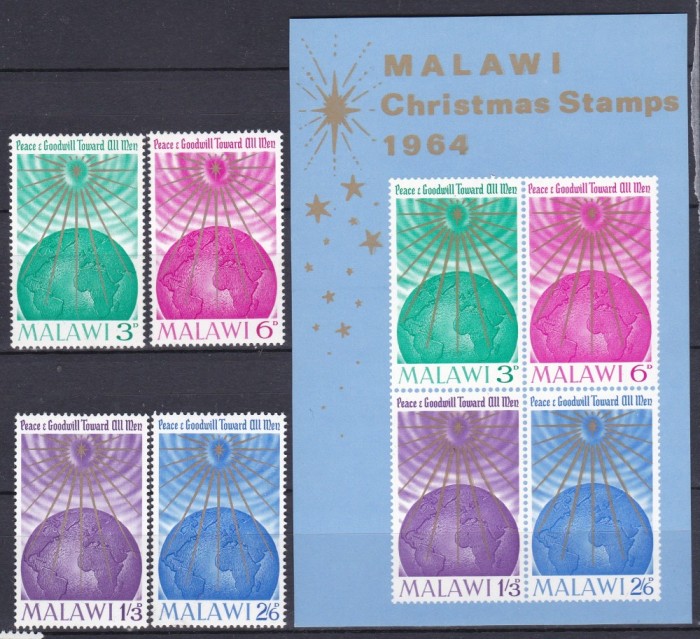 DB1 Colonii 1964 Malawi Craciun 4 v. + SS MNH