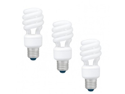 SET 3 becuri fluorescent Panasonic, soclu E27, putere 14W, forma spirala, lumina alb calda, alimentare 220 - 240 V, &amp;quot;EFD14E27HD3E-3&amp;quot; (timbru verde 1.3 foto