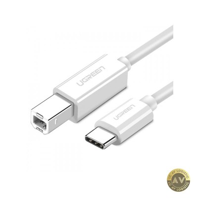 Cablu Imprimanta UGREEN US241 USB-C - USB-B 1.5m Alb foto