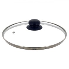 Capac Tigaie Sticlă, 24cm, Transparent, Margine Inox
