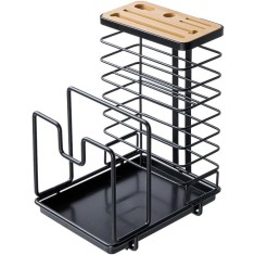 Suport pentru cutite Linfidite, 19.3 x 14.7 x 23.6 cm, metal, negru