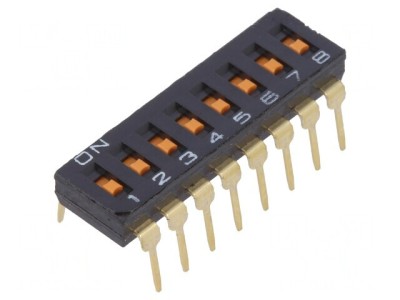 Comutator DIP-SWITCH 8 Secțiuni ON-OFF 24V 0.025A foto