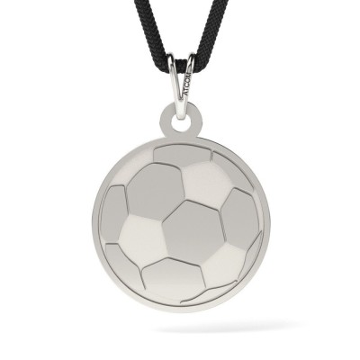 Pandantiv din argint cu snur negru model Minge de Fotbal foto