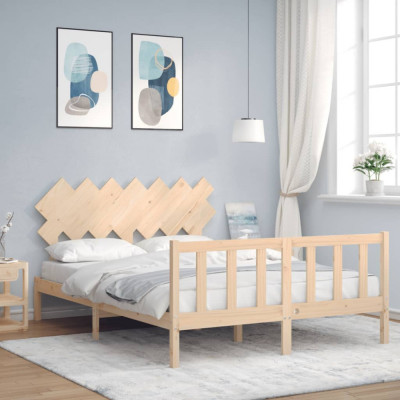vidaXL Cadru de pat cu tăblie, 140x190 cm, lemn masiv foto