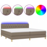 Cumpara ieftin Pat cu arcuri, saltea si LED, gri taupe, 200x200 cm, textil