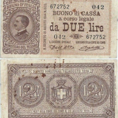 1914 (2 IX), 2 lire (P-37a) - Italia - stare XF!