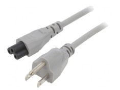 Cablu Alimentare 3x18AWG IEC C5 NEMA 5-15 PVC 3m Gri 7A