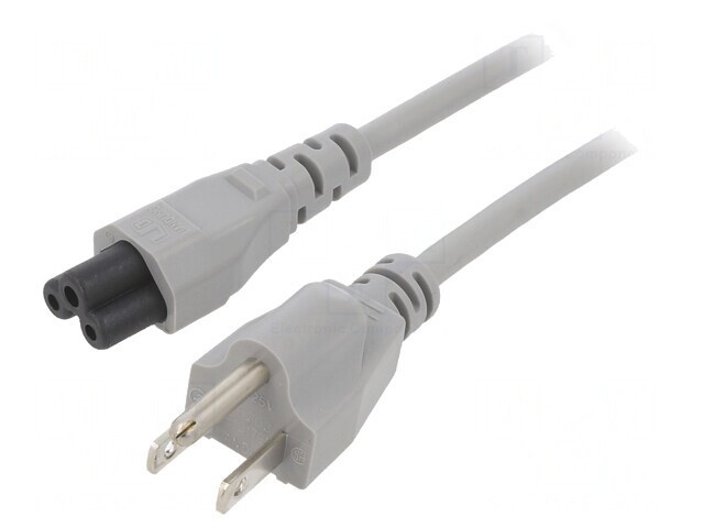 Cablu Alimentare IEC C5 la NEMA 5-15 1m Gri 7A