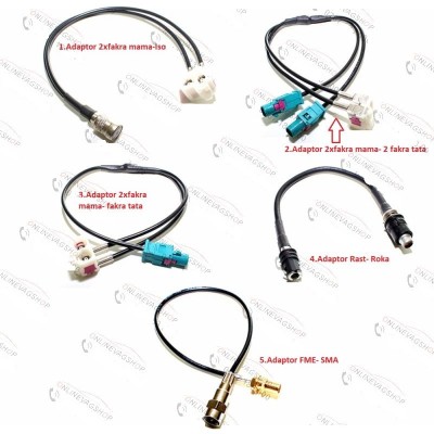 Adaptor antena conector 2FAKRA,RAST, ISO,ROKA,FME, SMA foto