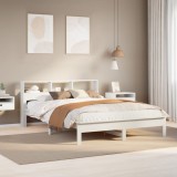 VidaXL Cadru de pat fără saltea, alb, 140x200 cm, lemn masiv pin