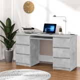 Gossi birou de scris, gri beton, 140x50x77 cm, lemn prelucrate