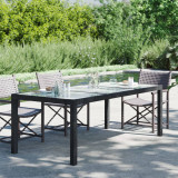 Masa gradina Gossi negru 190x90x75cm, poliratan &amp; sticla securizata. Exterior, terasa, gradina. Rezistenta UV