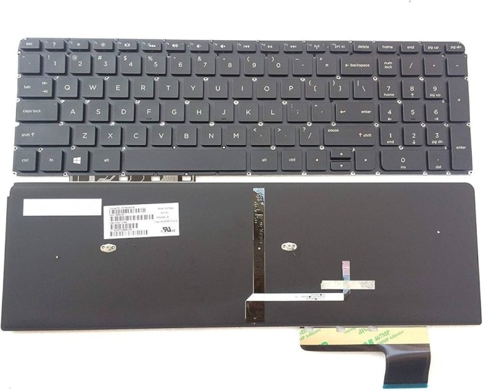 Tastatura Laptop, HP, Envy Touchsmart M6-K, 725450-001, iluminata, neagra, fara rama, layout US