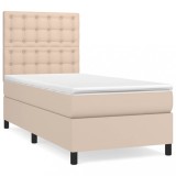 Cumpara ieftin Pat box spring cu saltea, cappuccino, 100x200cm piele ecologica
