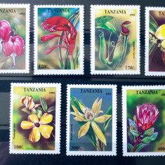 Tanzania 1994 flori plante flora , serie 7v nestampilata
