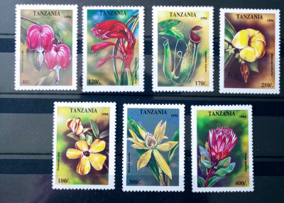 Tanzania 1994 flori plante flora , serie 7v nestampilata foto